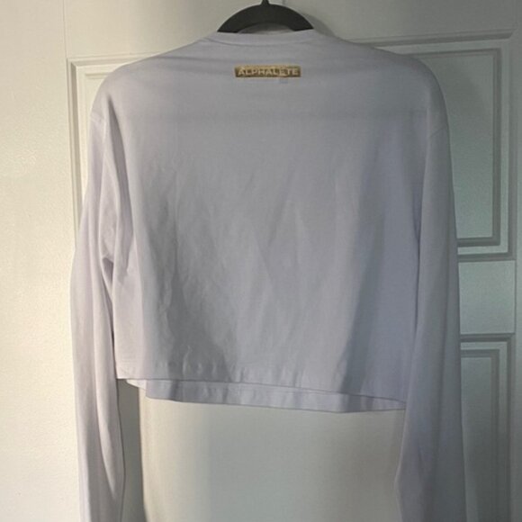 Women's White Long Sleeve Crop Top - Picture 2 of 3